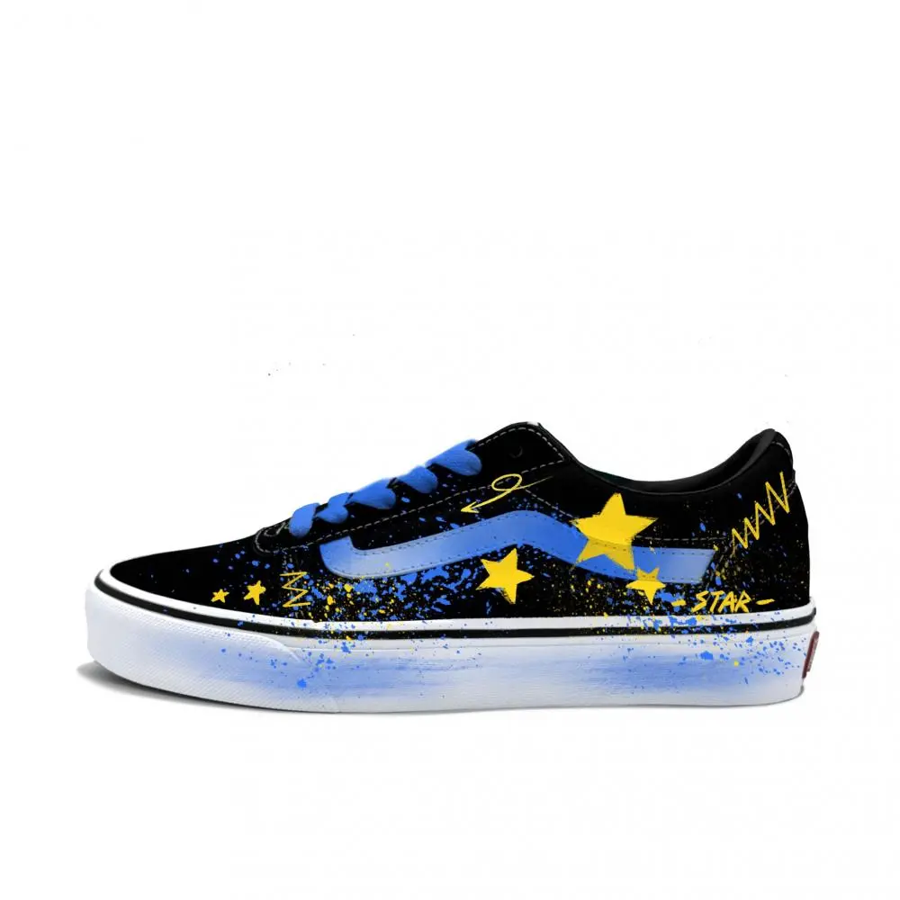 Vans Ward Abrasion Resistant Low Top Skateboard Shoes Men's Blue