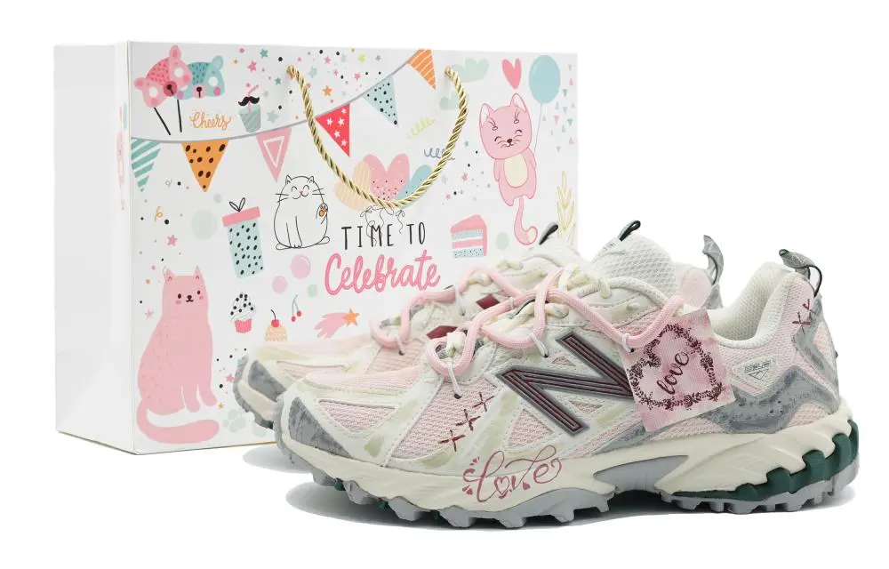 New Balance 610T Romantic Rhythm Cushioning, Wear Resistant Low top Mountaineering Hiking Shoes Unisex Beige Pink
