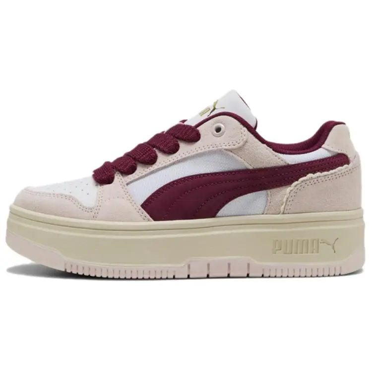 PUMA REBOUND Breathable Low Top Skateboard Shoes Women's White Red