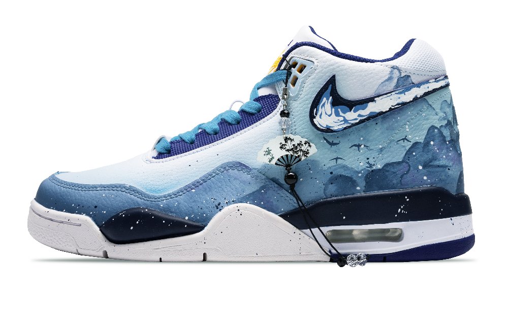 Nike Flight Legacy Cushioning Anti-Slip And Wear-Resistant Low-Top Vintage Basketball Shoes Men's Cobalt Blue