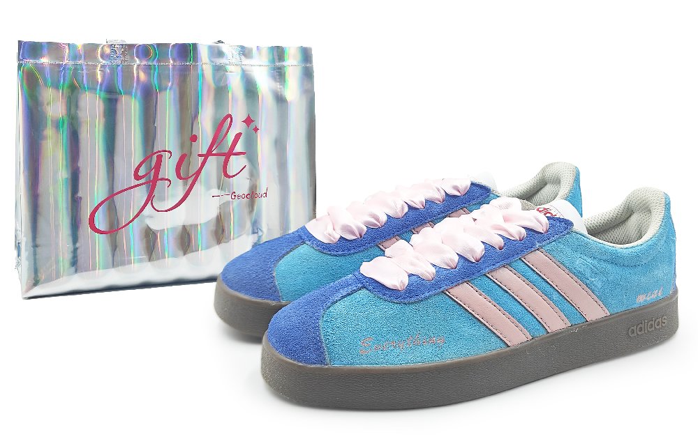 Adidas VL COURT 2.0 Cushioning, Wear Resistant Low Top Skateboard Shoes Unisex Blue Pink