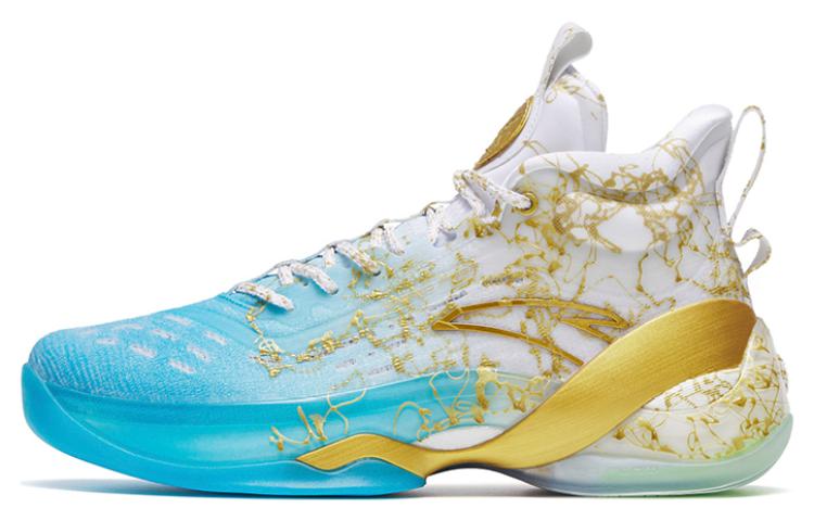 Anta KT7 Pro Gold Ocean Cushioning Anti-Slip And Wear-Resistant Mid-Top Basketball Shoes Men's Blue White Yellow