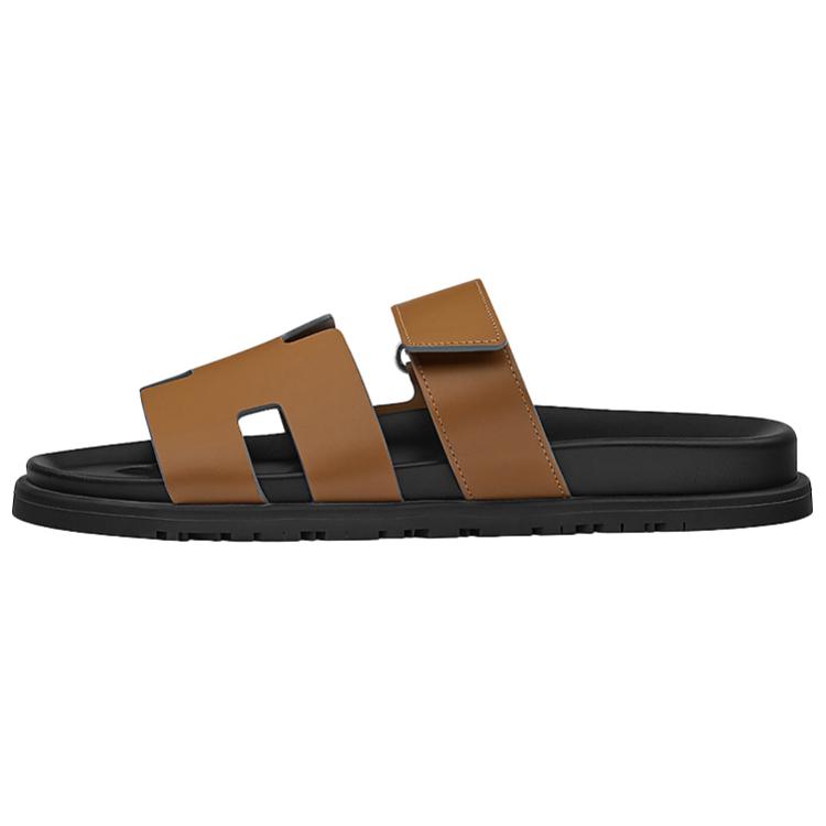 HERMES Chypre Slide Slippers Men's Brown