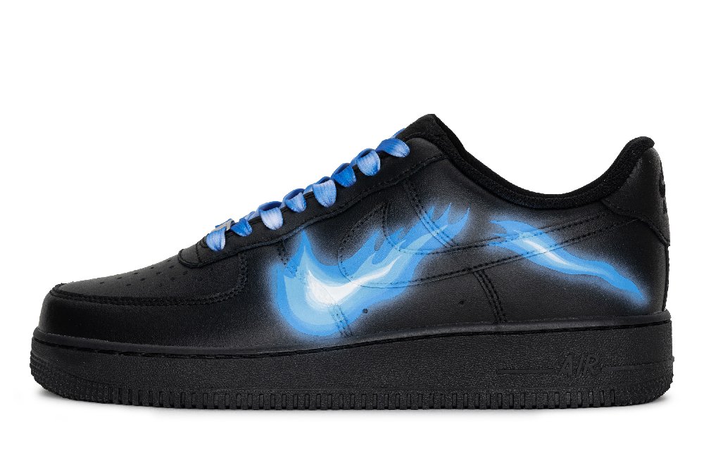 Nike Air Force 1 Low Top Skateboard Shoes Unisex Black Blue