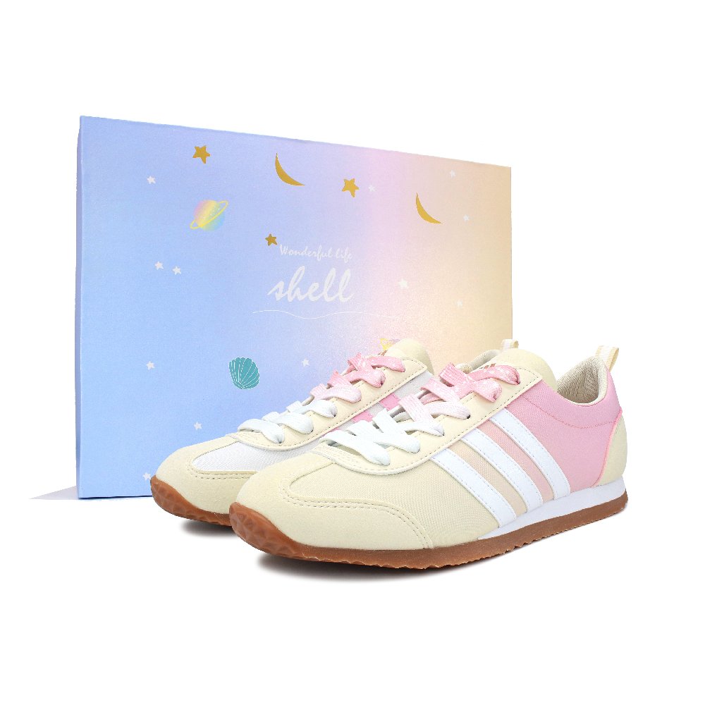 Adidas VS JOG 2.0 Abrasion Resistant Breathable Low Top Casual Shoes Women's Beige Pink
