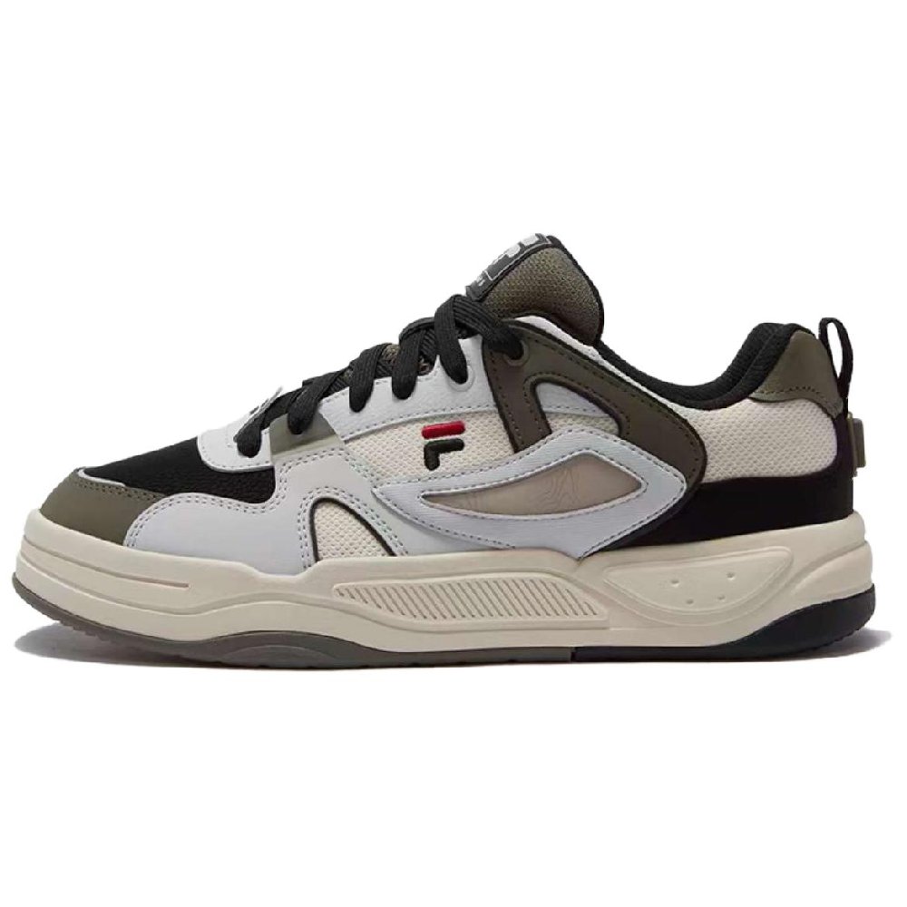 FILA FUSION BANK II Anti-Slip Wear-Resistant Low-Top Skateboard Shoes Men's White Brown