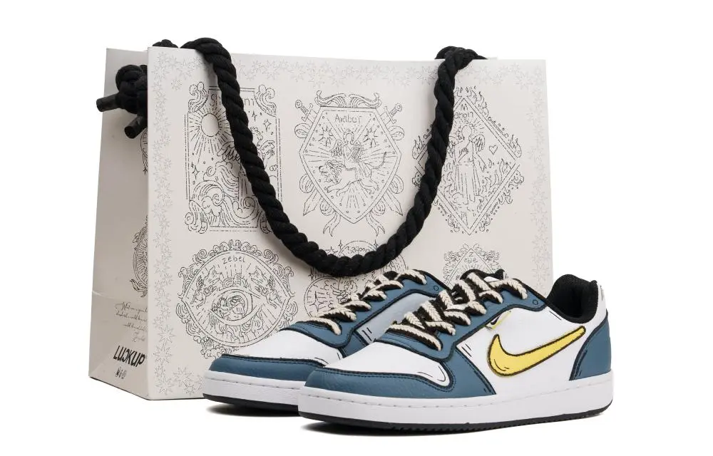 Nike EBERNON Abrasion Resistant Low top Skateboard Shoes Men's Black Blue