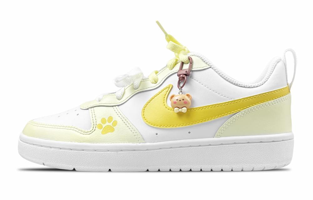 Nike Court Borough Impact-Resistant Quick-Drying Wear-Resistant Low-Top Skateboard Shoes GS Yellow White