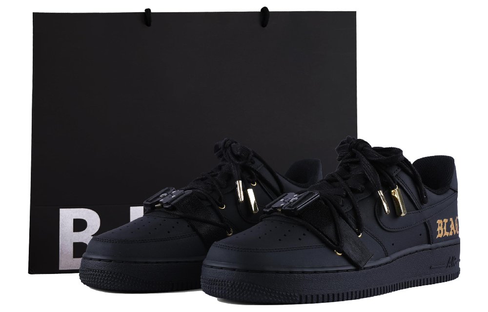 Nike Air Force 1 Wear-Resistant Low-Top Skateboard Shoes Unisex Black Gold