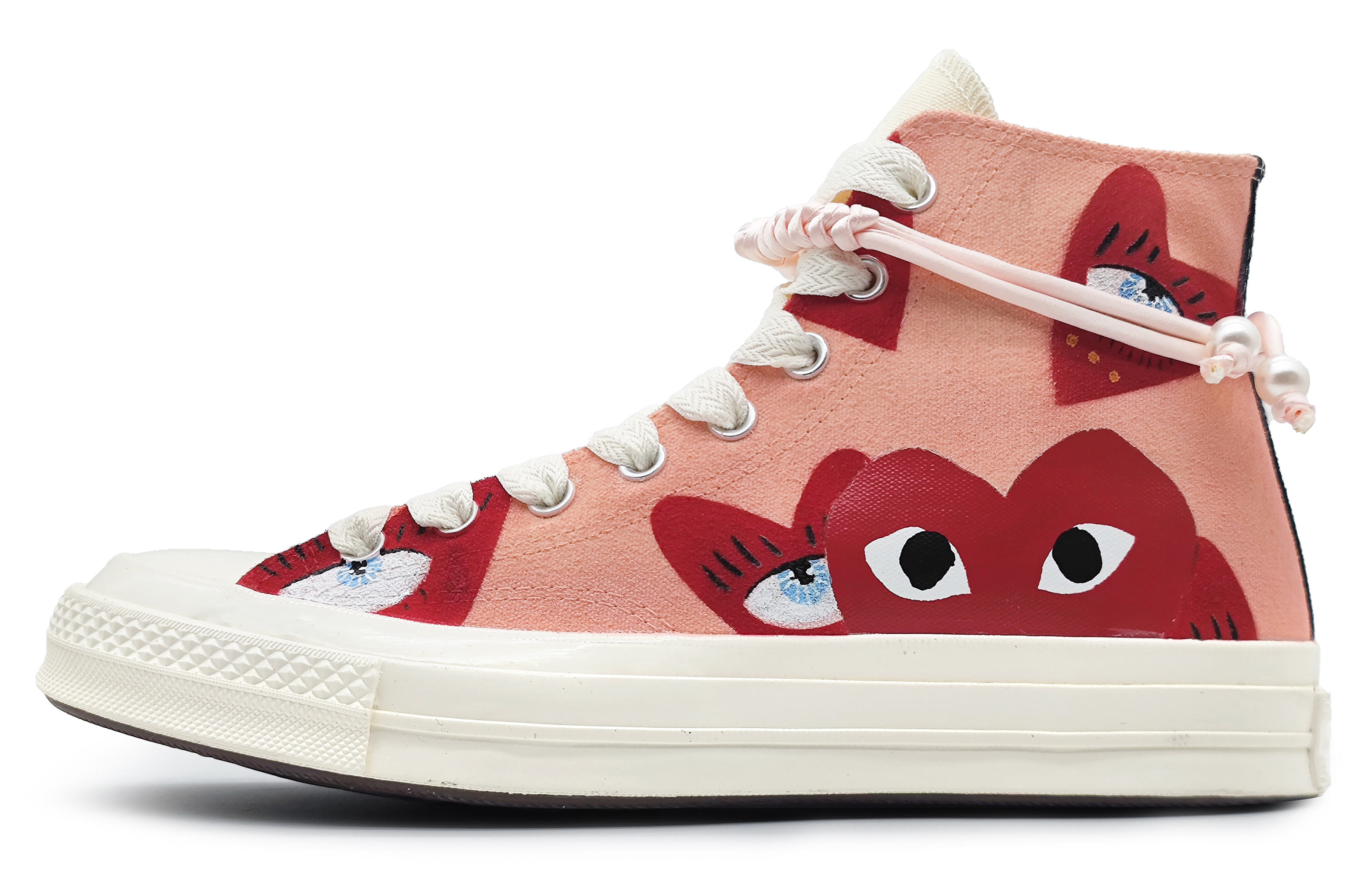 CDG x Converse Chuck Taylor All Star 1970s Anti-Slip And Wear-Resistant Balance High-Top Canvas Shoes Unisex Pink