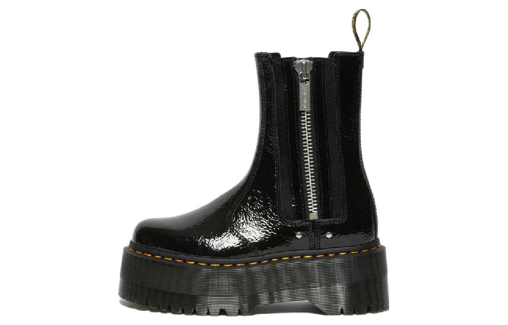 Dr. Martens 2976 Max Distressed Patent Chelsea Platform Boots 'Black' Women's