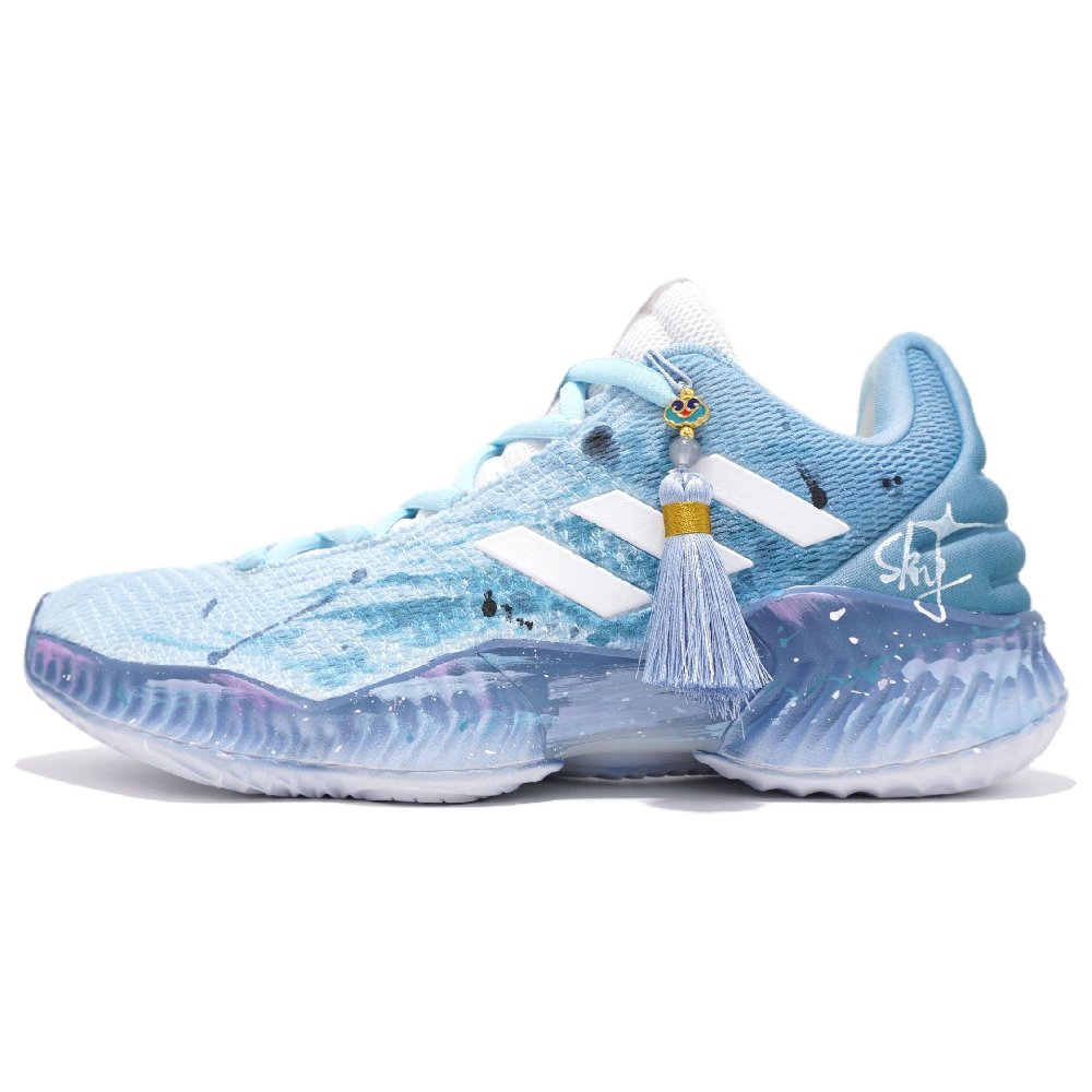Adidas Pro Bounce 2018 Cerulean Sky Anti-Slip Wear-Resistant Low-Top Basketball Shoes Men's Teal