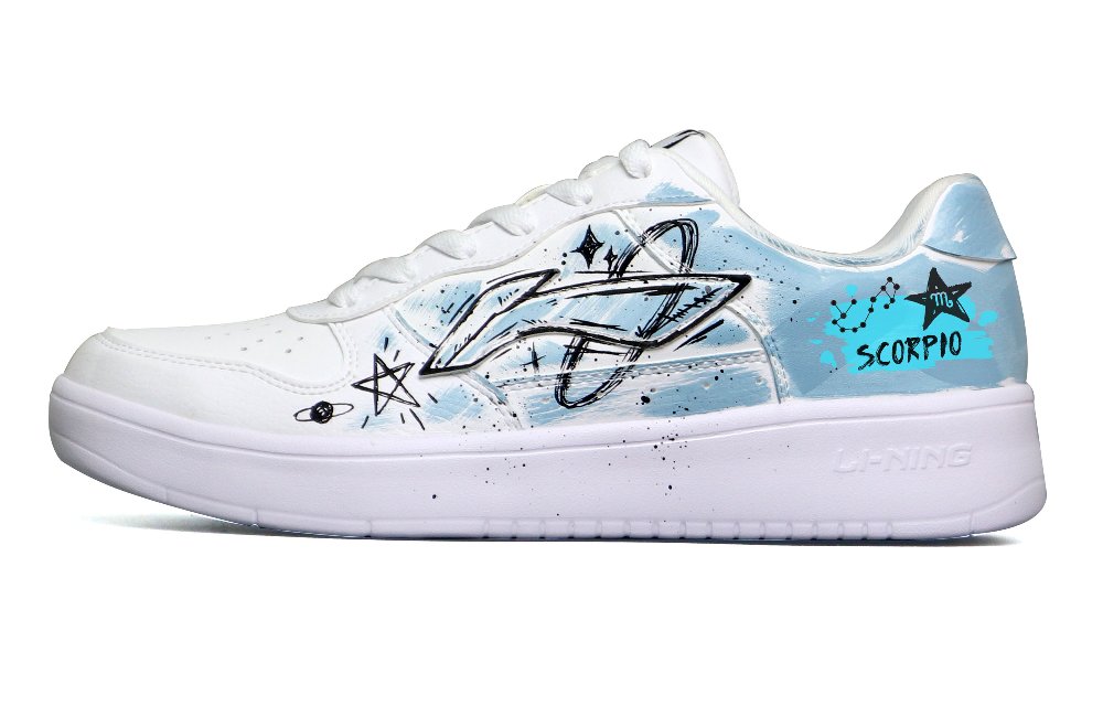 LiNing Pontoon Boats Anti-Slip And Wear-Resistant Breathable Low-Top Skateboard Shoes Men's White Black Blue