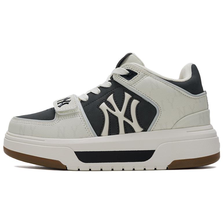 MLB New York Yankees Height Increasing Abrasion Resistant Slip Resistant High top Skateboard Shoes Unisex Black White