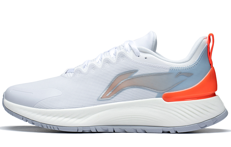 LiNing YueYing Element Rebound Cushioning Slip-Resistant Low-Top Running Shoes Men's White Orange