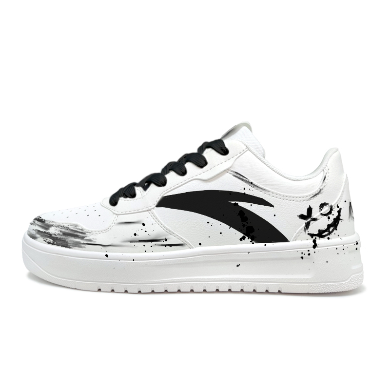 Anta Relaxed Wear resistant And Lightweight Low Top Skateboard Shoes Unisex White Black