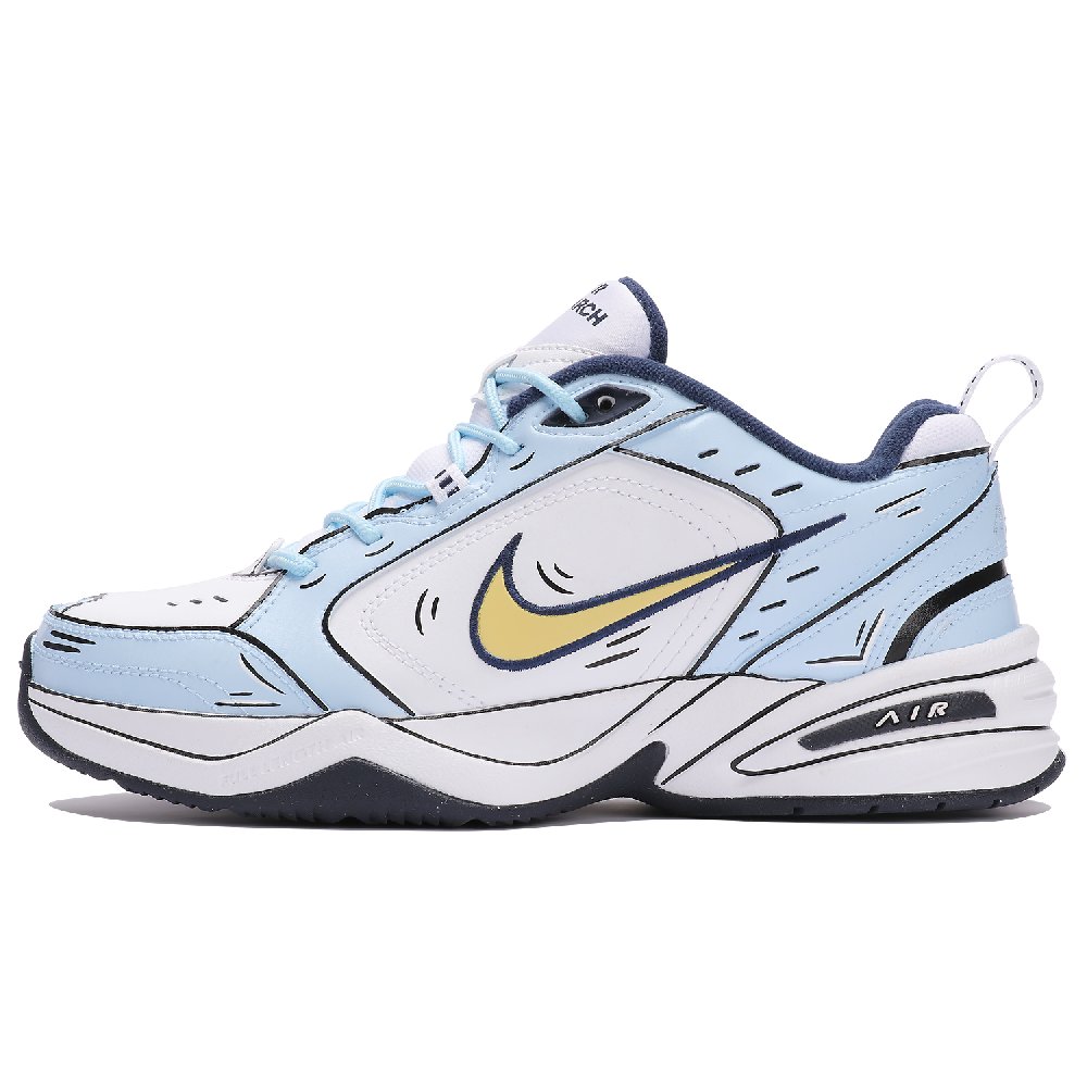 Nike Air Monarch 4 Cushioning Wear-Resistant Low-Top Chunky Sneakers Unisex Blue White