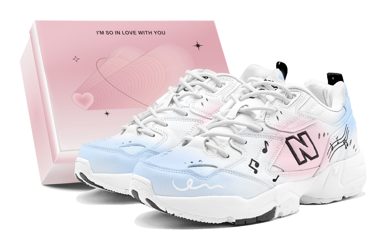 New Balance NB 608 V1 Romantic Favor, Midsummer Love Song, Love Melody Low top Training Shoes Women's Pink Blue
