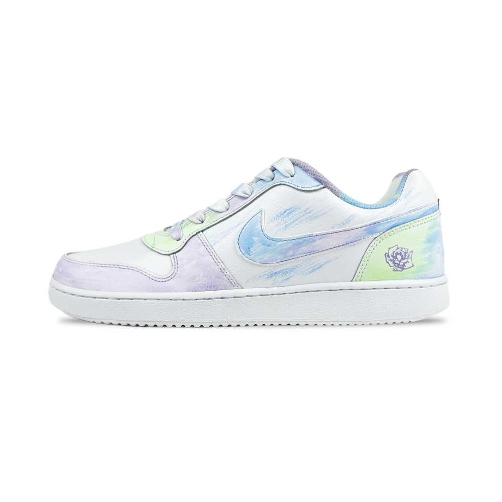 Nike EBERNON Iridescent Love Abrasion Resistant Low Top Skateboard Shoes Men's White Purple