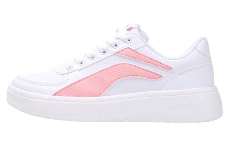LiNing Anti Slip Wear Resistant Low Top Skateboard Shoes Women's White Pink