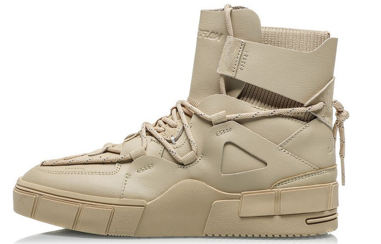 LiNing CF High-Top Skateboard Shoes Women's Plain Khaki