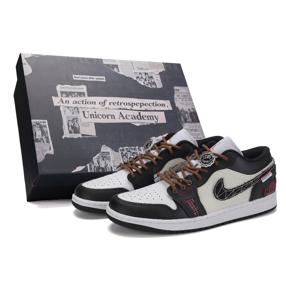 Jordan Air Jordan 1 Uncontrolled Public School Abrasion Resistant Low Top Vintage Basketball Shoes Men's Gray Black Red