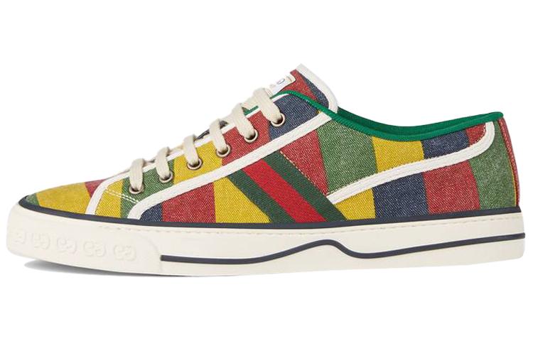 GUCCI Tennis 1977 Stylish Skateboarding Shoes Men's Red Green Yellow