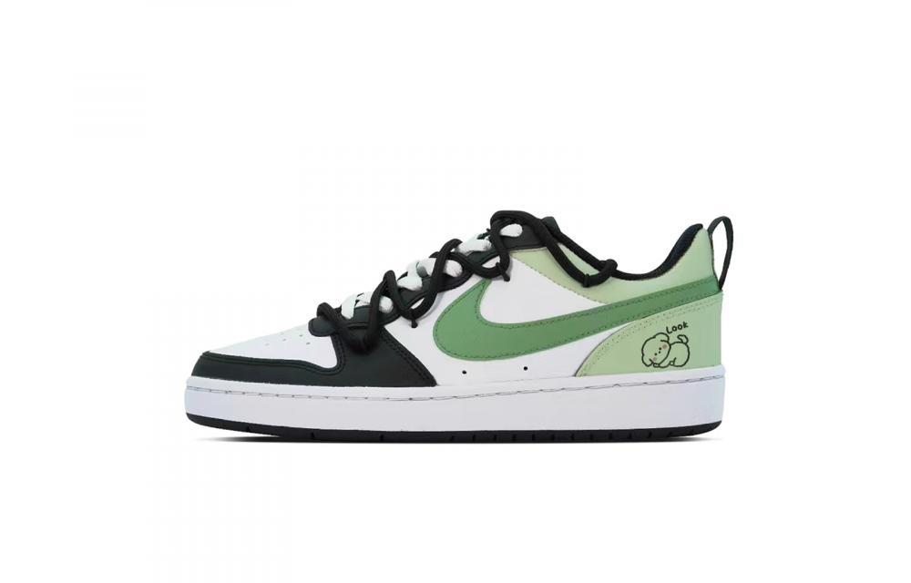 Nike Court Borough Puppy Fragment Low-Top Skateboard Shoes GS Black White Green