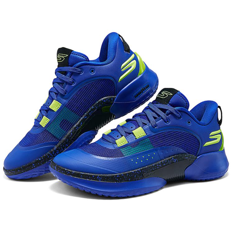 Skechers SKX Resagrip Cushioning Wear-Resistant Low-Top Basketball Shoes Men's Blue Green