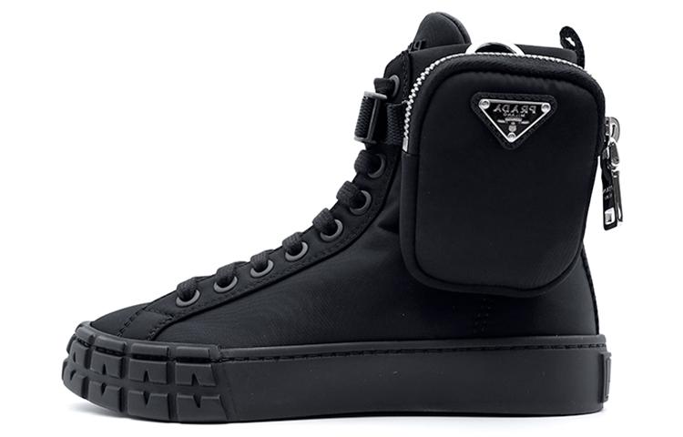 PRADA Wheel Re-Nylon Hight Sneakers With Larger Pouch 'Black' Women's