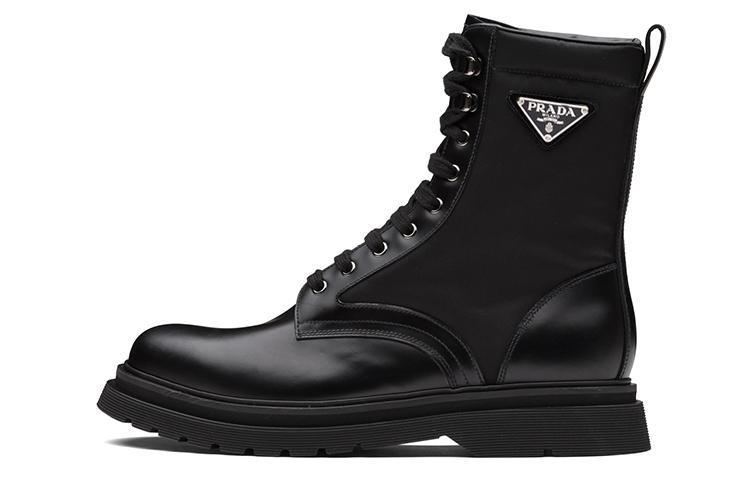 PRADA Logo-plaque Panelled Ankle Boots