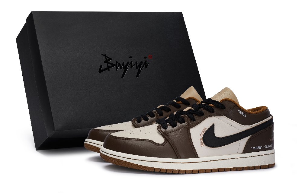 JORDAN Air JORDAN 1 Vintage Basketball Shoes Men Low Top Coffee/Black