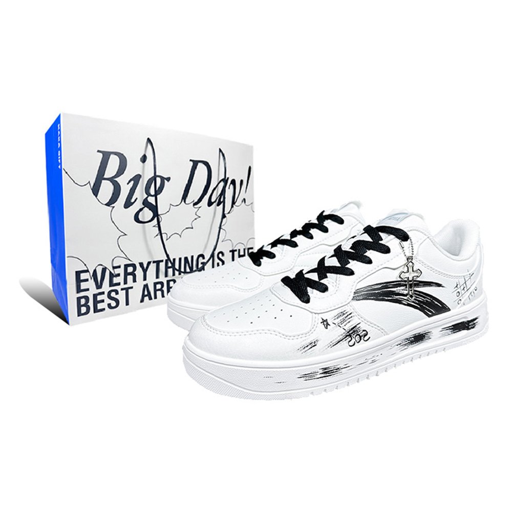Anta Slip Resistant Cushioning Abrasion Resistant Low Top Skateboard Shoes Men's White Black