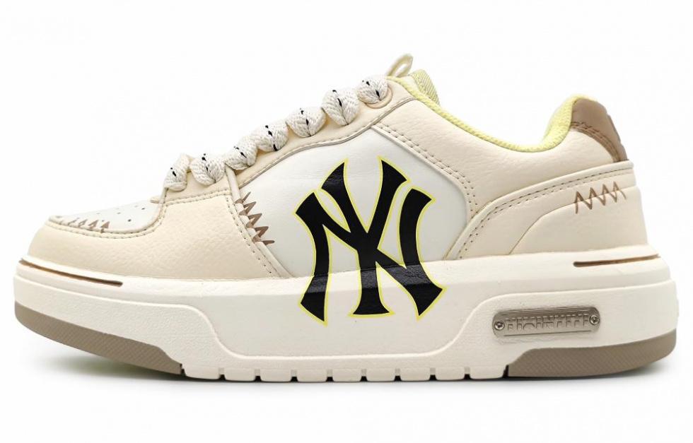 MLB Chunky Liner Slip-Resistant Cushioning Wear-Resistant Low-Top Skateboard Shoes Unisex Beige Yellow