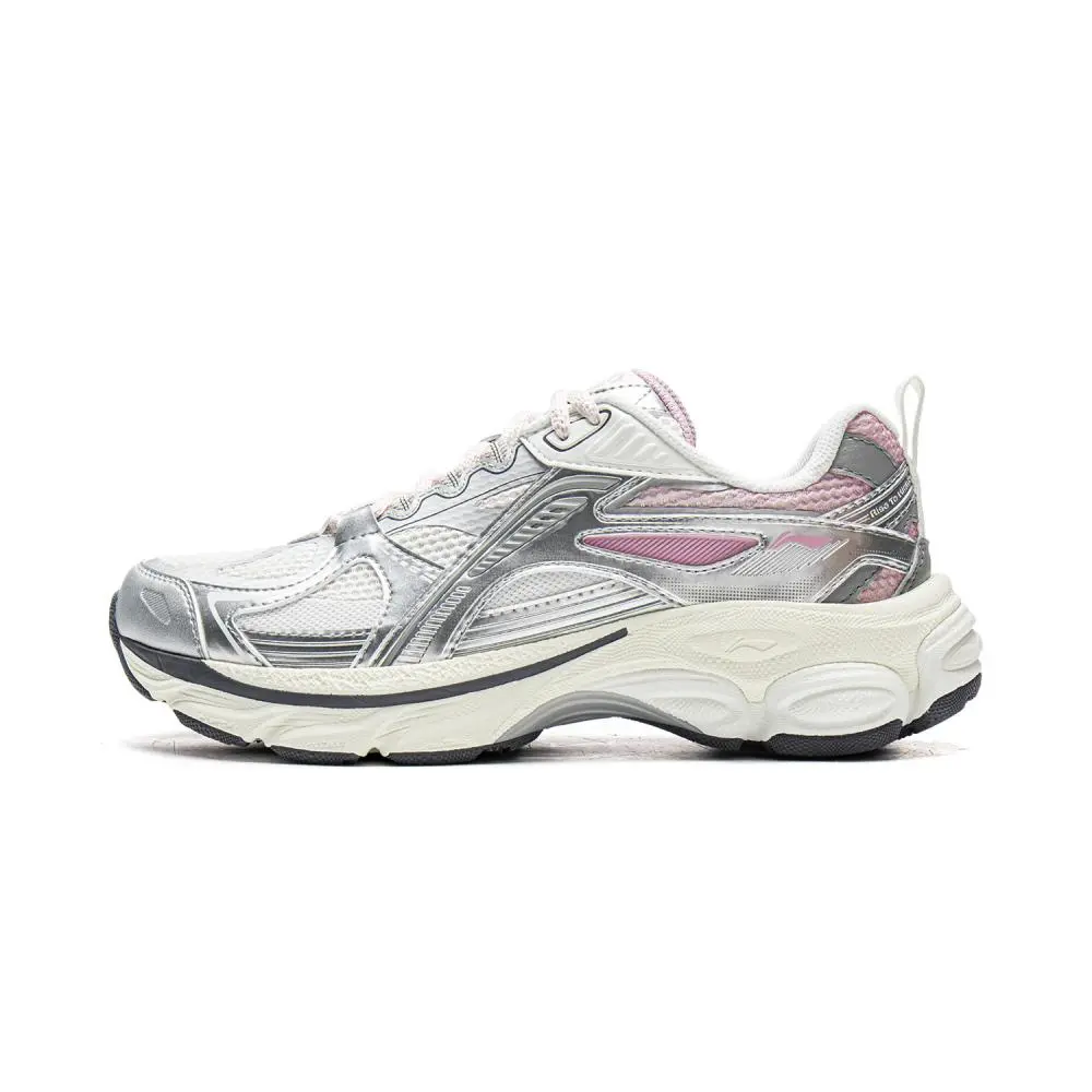 LiNing Cushioning, Slip Resistant, Abrasion Resistant, Rebound Low Top Running Shoes Women's Silver White Gray