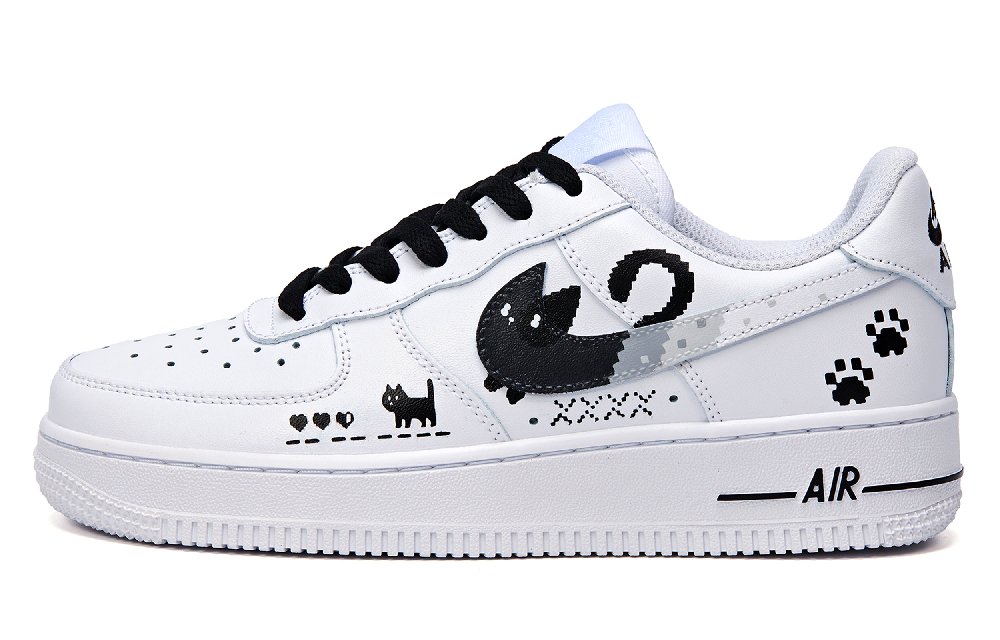 Nike Air Force 1 Abrasion Resistant Low Top Skateboard Shoes Unisex White Black
