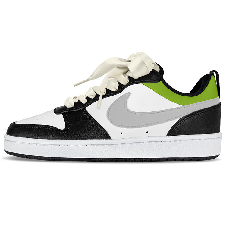 Nike Court Borough Slip Resistant Cushioning Abrasion Resistant Low Top Skateboard Shoes GS Black White Gray