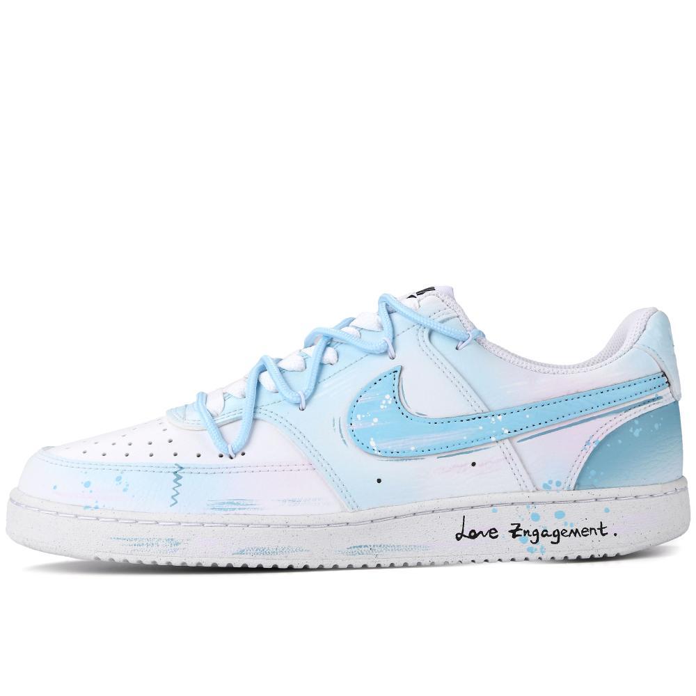 Nike Court Vision 1 Love Date Wear-Resistant Slip-Resistant Low-Top Skateboard Shoes Unisex Sky Blue