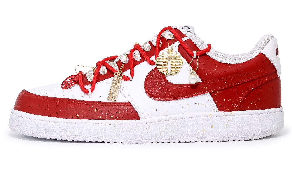 Nike Court Vision 1 Anti Slip Wear Resistant Low Top Skateboard Shoes Men's Red White