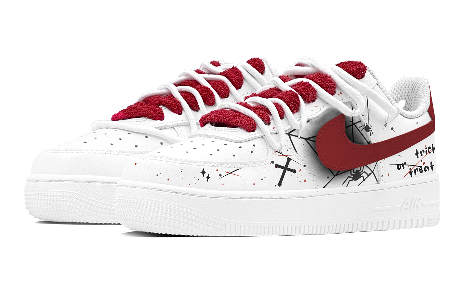 Nike Air Force 1 Anti-Slip Wear-Resistant Low-Top Skateboard Shoes Unisex White Red купить в интернет-магазине Yoocart с быстрой доставкой по России.