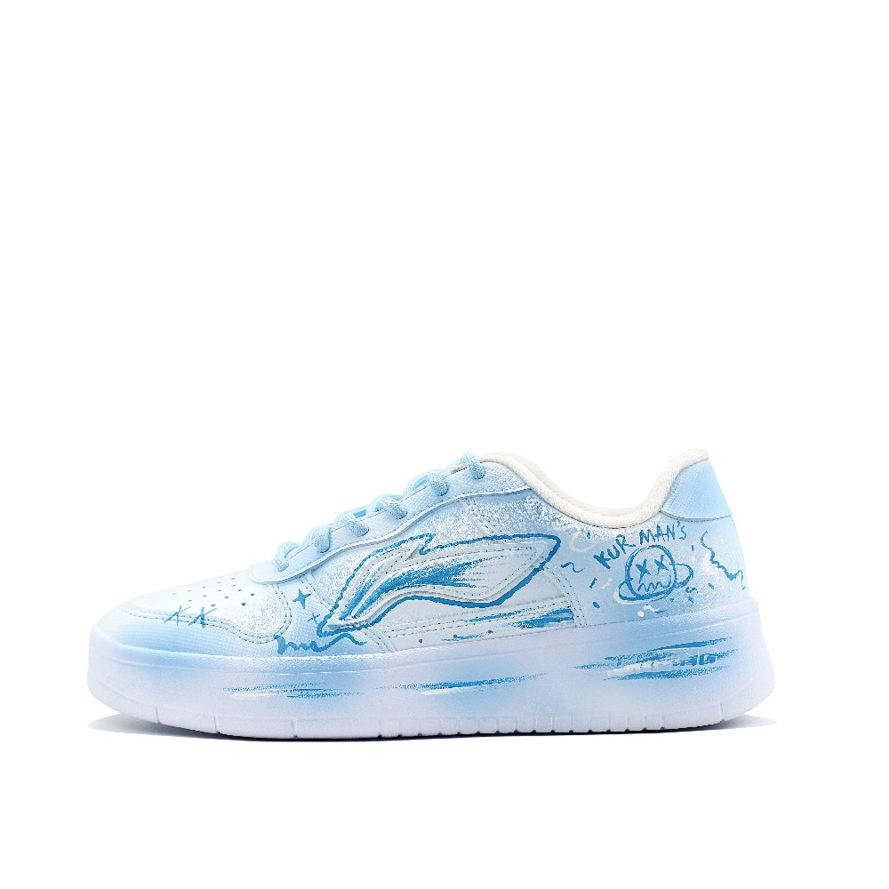 LiNing Pontoon Boats Anti-Slip And Wear-Resistant Breathable Low-Top Skateboard Shoes Men's Sky Blue