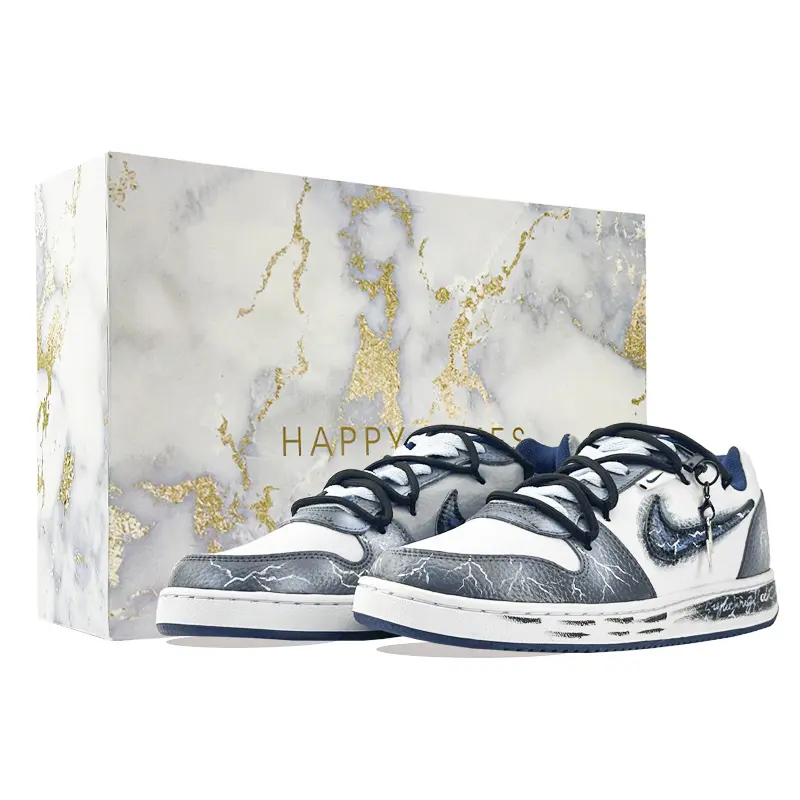 Nike EBERNON Gale White Noise Cushioning, Wear Resistant Low top Skateboard Shoes Men's White Blue