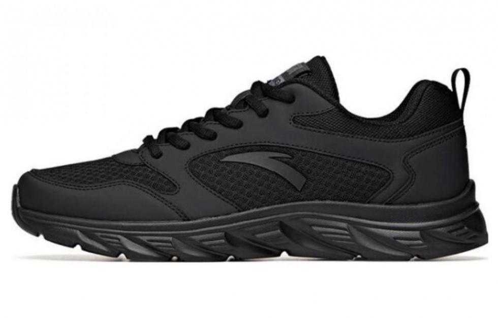 Anta Cushioned Anti Slip Wear Resistant Breathable Lightweight Low Top Running Shoes Men's Black