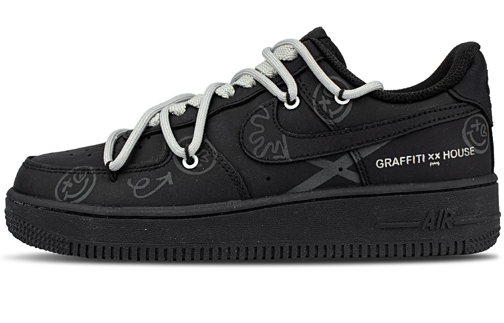 Nike Air Force 1 Abrasion Resistant Low Top Skateboard Shoes Unisex Black