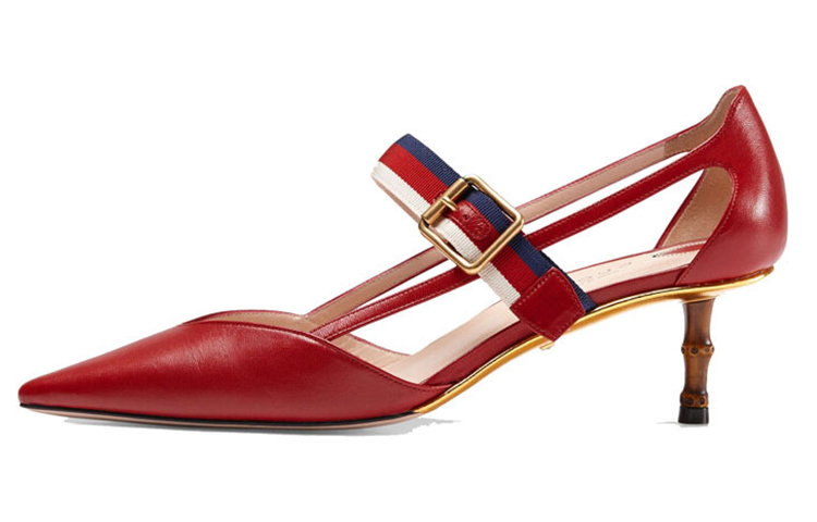 GUCCI Slim Heel High Heels 4.5cm Women's Burgundy
