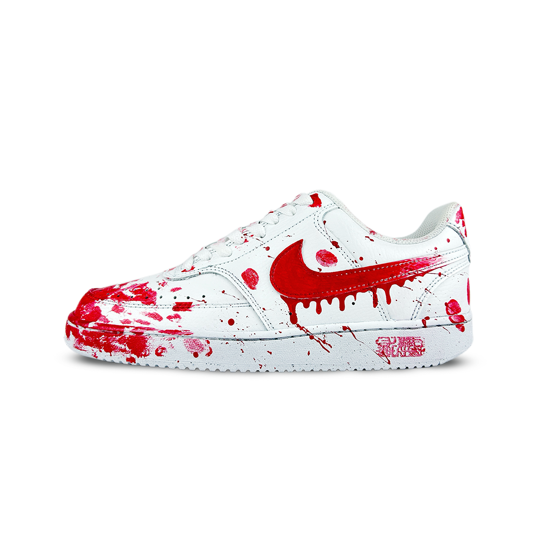 Nike Court Vision 1 Gothic Red Tide Abrasion Resistant Low Top Skateboard Shoes Unisex Red White
