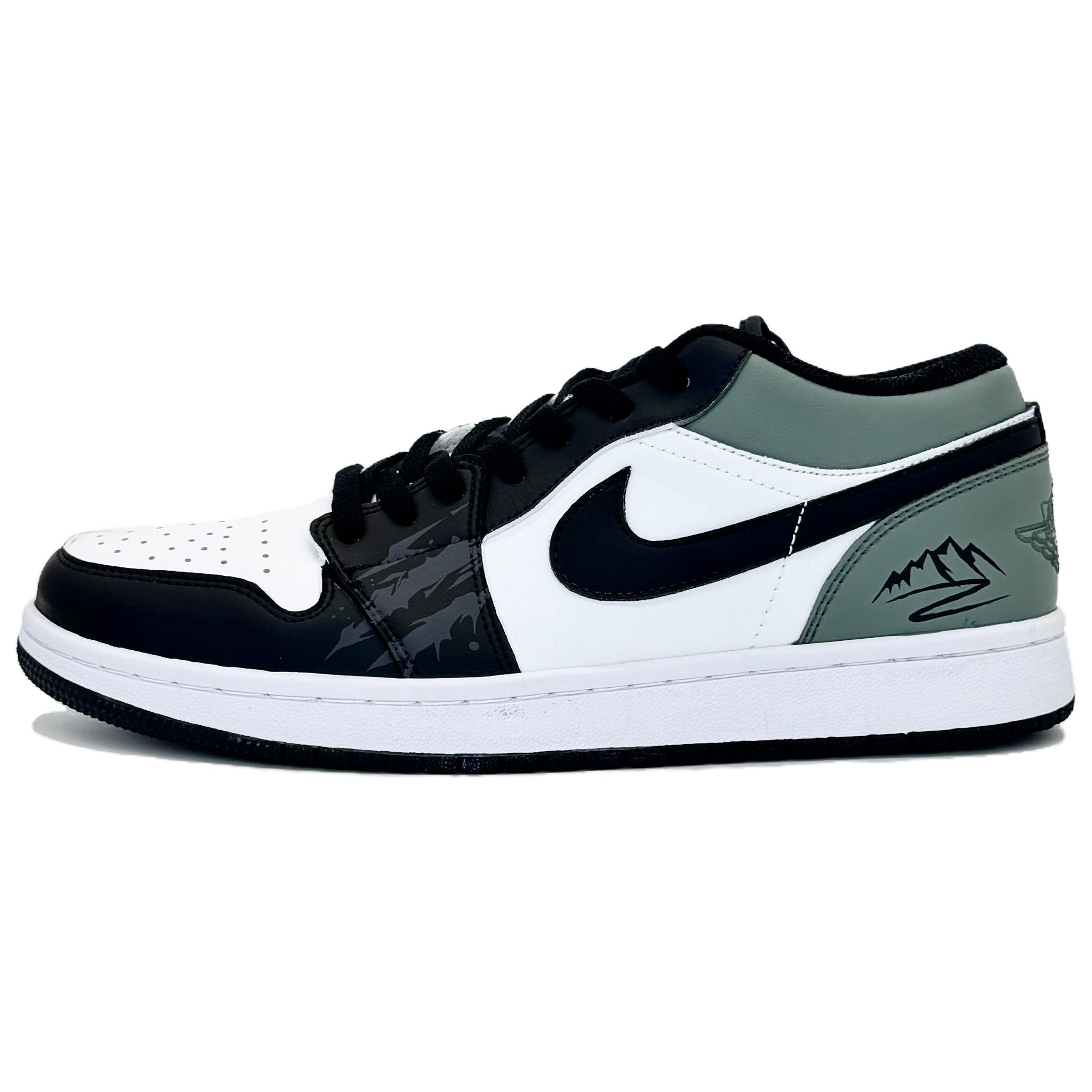 Jordan Air Jordan 1 Mist Cyan Mist Abrasion Resistant Low top Vintage Basketball Shoes Unisex Green