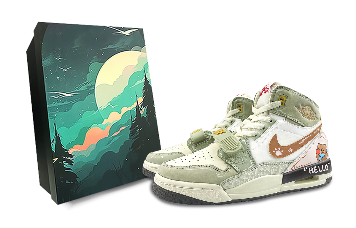 Jordan Legacy 312 Cushioning Anti-Slip And Wear-Resistant High-Top Vintage Basketball Shoes GS Green Brown