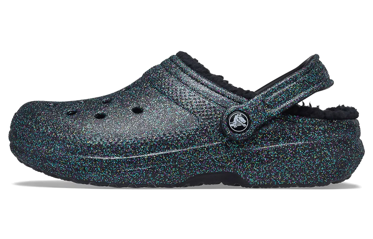 Crocs Classic Glitter Black Lined Clogs 'Starry Skies' Women's