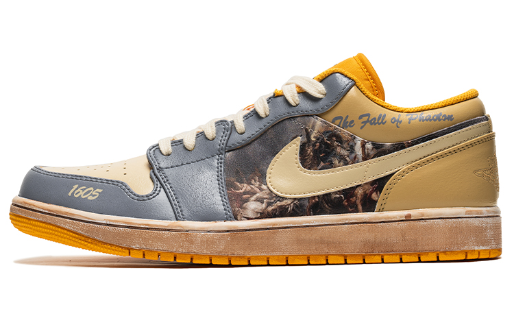 Jordan Air Jordan 1 Low Low-Top Vintage Basketball Shoes Men's White Yellow